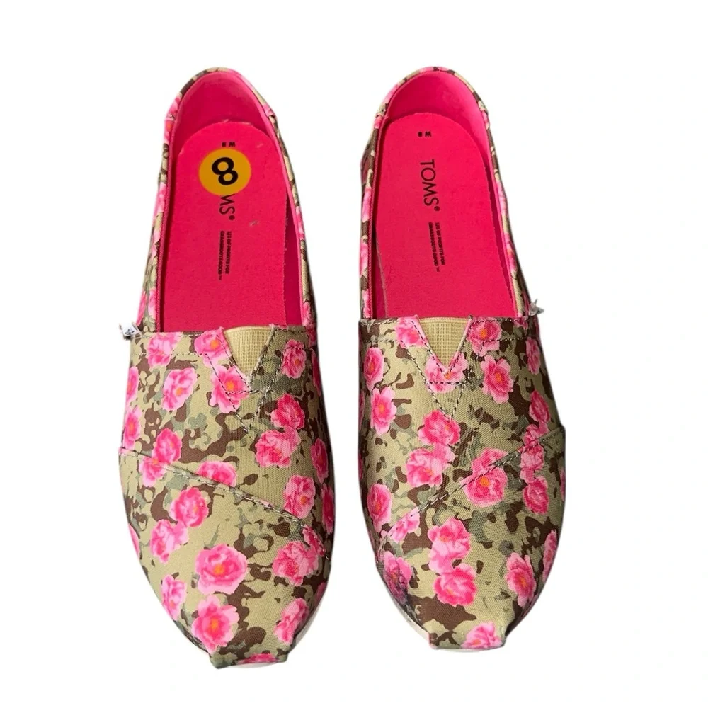 NWT Toms Alpargata Womens Floral Print Espadrilles In Green Floral Camo Multi